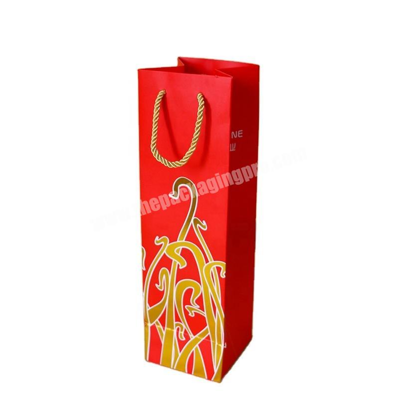 SC Luxury Design Hot Gold Stamping Custom Printed Packaging Wine Gift Bag
