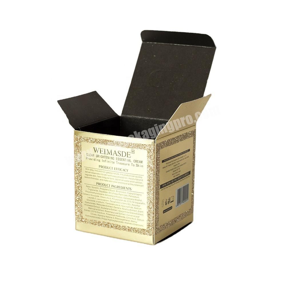 SC Top Quality Custom Printed Shiny Golden Cardboard Cosmetics Box Packaging