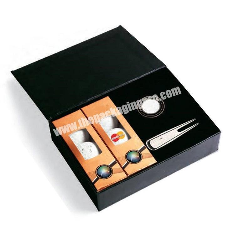Shenzhen factory Rigid paper black cardboard golf ball packaging box with EVA insert