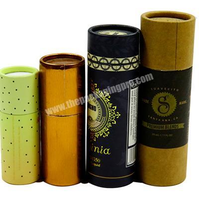 Shenzhen supplier customized gold printing recyclable kraft paper rigid cardboard tube packaging box cylinder
