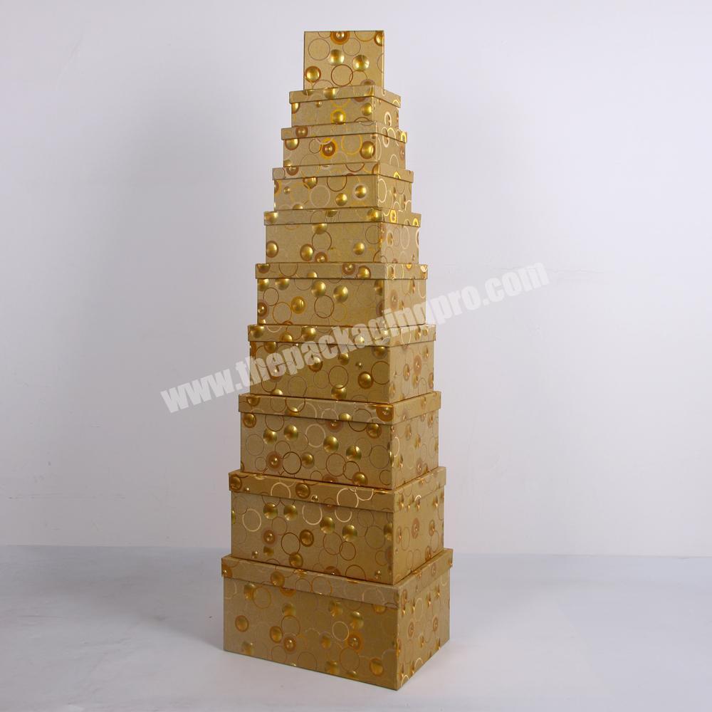 Shihao 801 Gold Color Decorated Cardboard Gift Box  With Lids