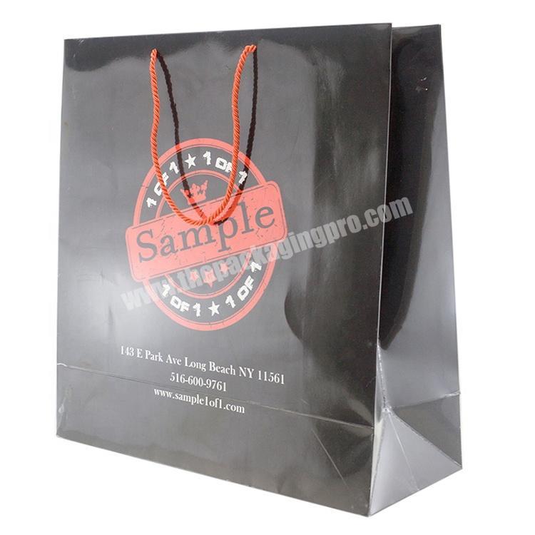 Shopping gift packaging glossy paper bag with printed logo
