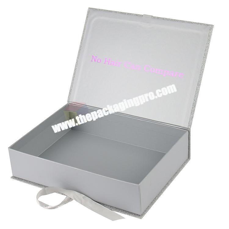silver glitter fancy design virgin human hair packaging box