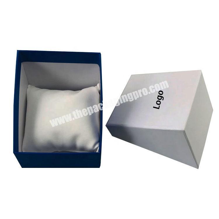 Silver logo rectangle symmetric trapezium paper gift box with pillow