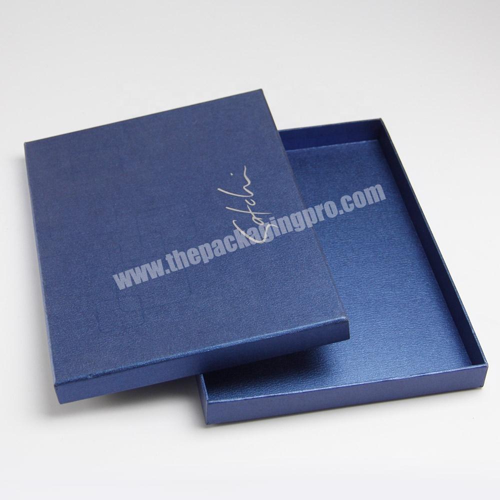 Silvery stamping large coat navy blue custom gift boxes for clothing