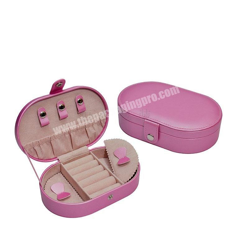 Simple Custom high quality fashionable pink ring  bracelet storage case button jewelry box for young girl