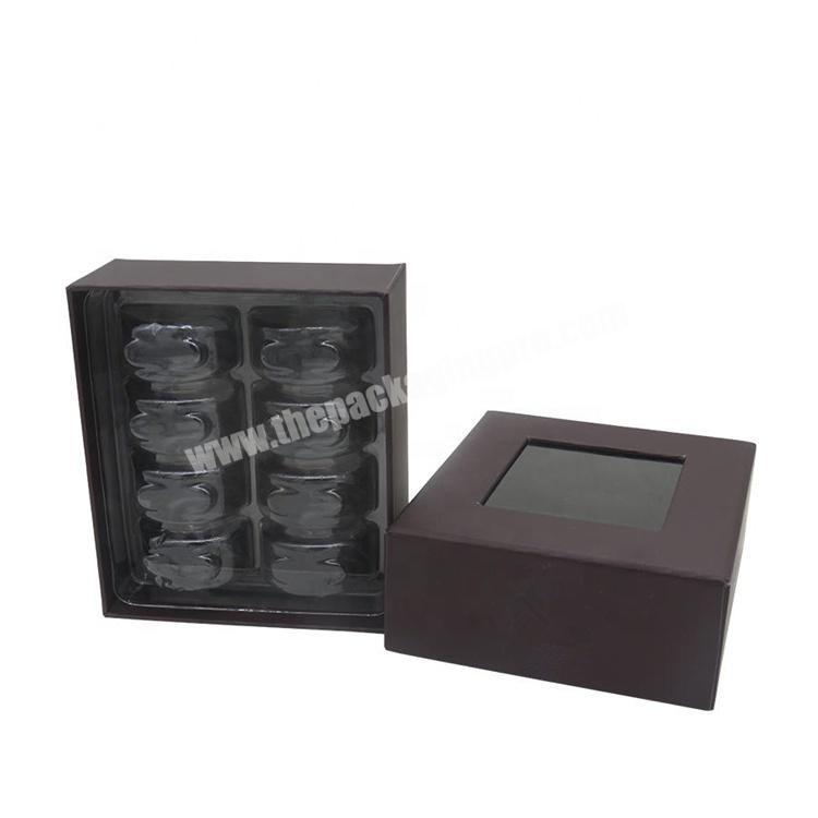 simple delicious macroon cardboard box Chocolate box with clear lid