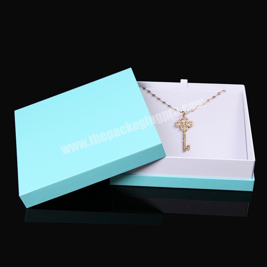 Simple design light blue paper jewelry necklace gift box