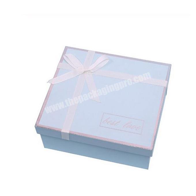 Simple Gift packaging Box Light Blue Heaven and Earth Cover Silver Pressed Letters Box Edge Celebration Wedding Candy Wholesale