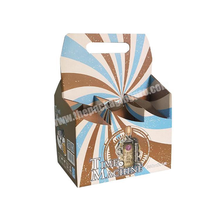 Six Pack Foldable Paper Beer Bottle Carrier Box Cardboard Wine Gift Box
