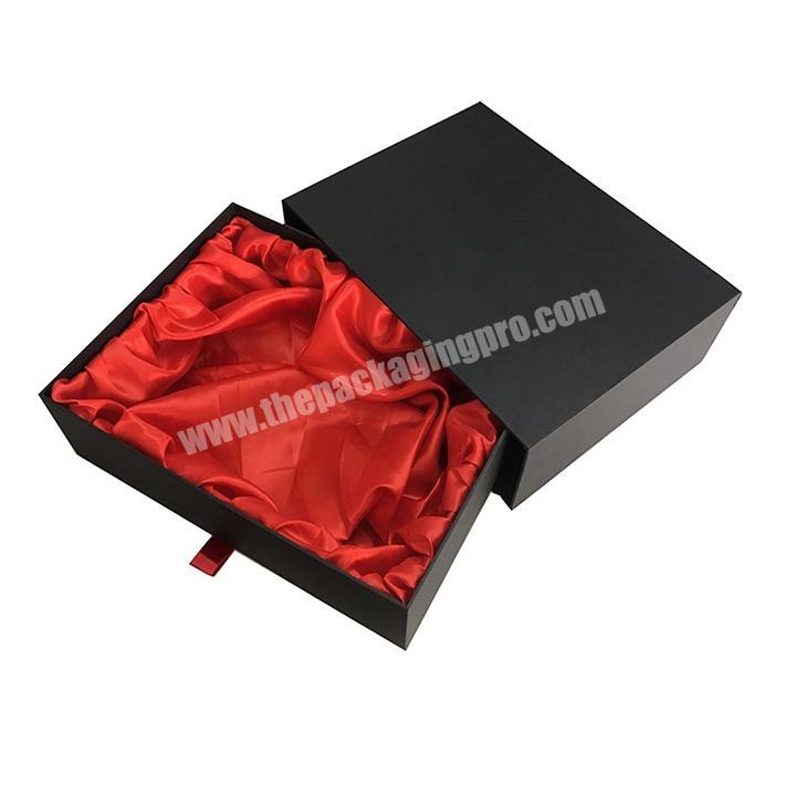 Sliding Drawer Cardbard Box For Hair Extension Packaging with Satin Cloth Insert