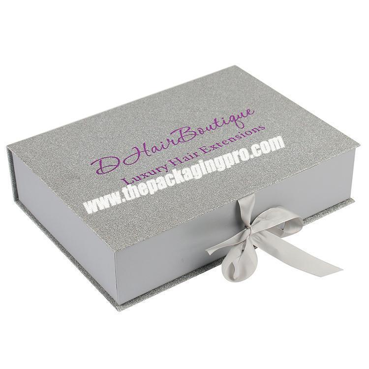 sliver glitter hair packaging extension wig boxes