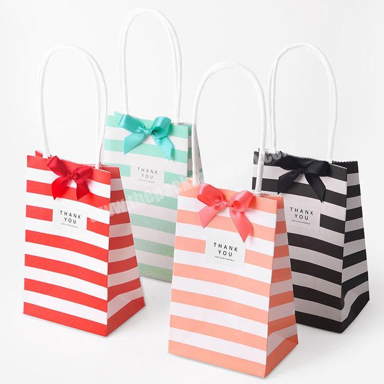 Small confectionery color striped white kraft paper bags wholesale mini ...