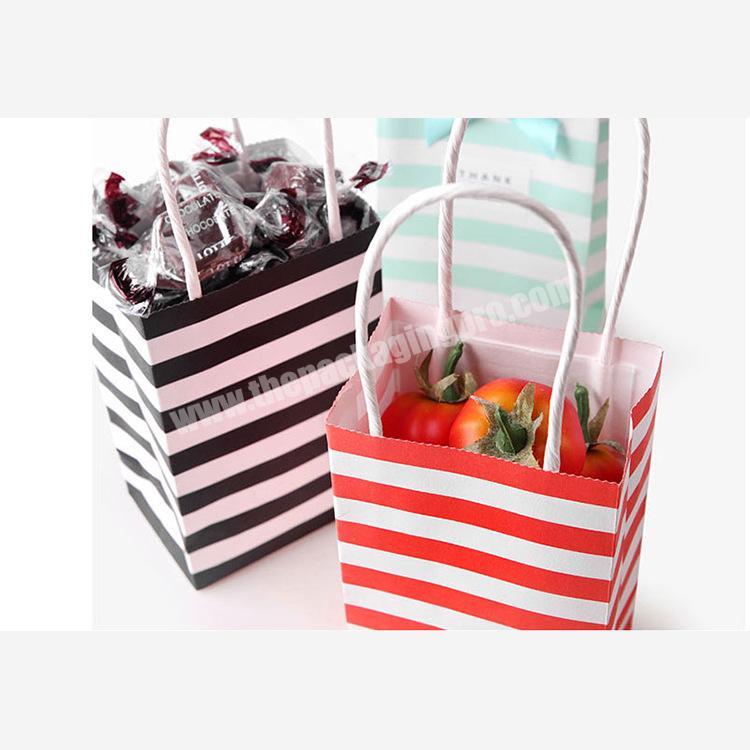 Small confectionery color striped white kraft paper bags wholesale mini ...
