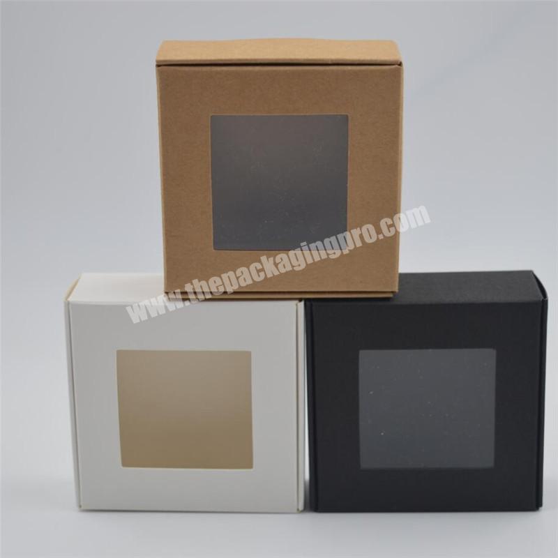 Small Kraft paper packaging box with PVC window,kraft cardboard handmade soap candy box,craft paper gift box
