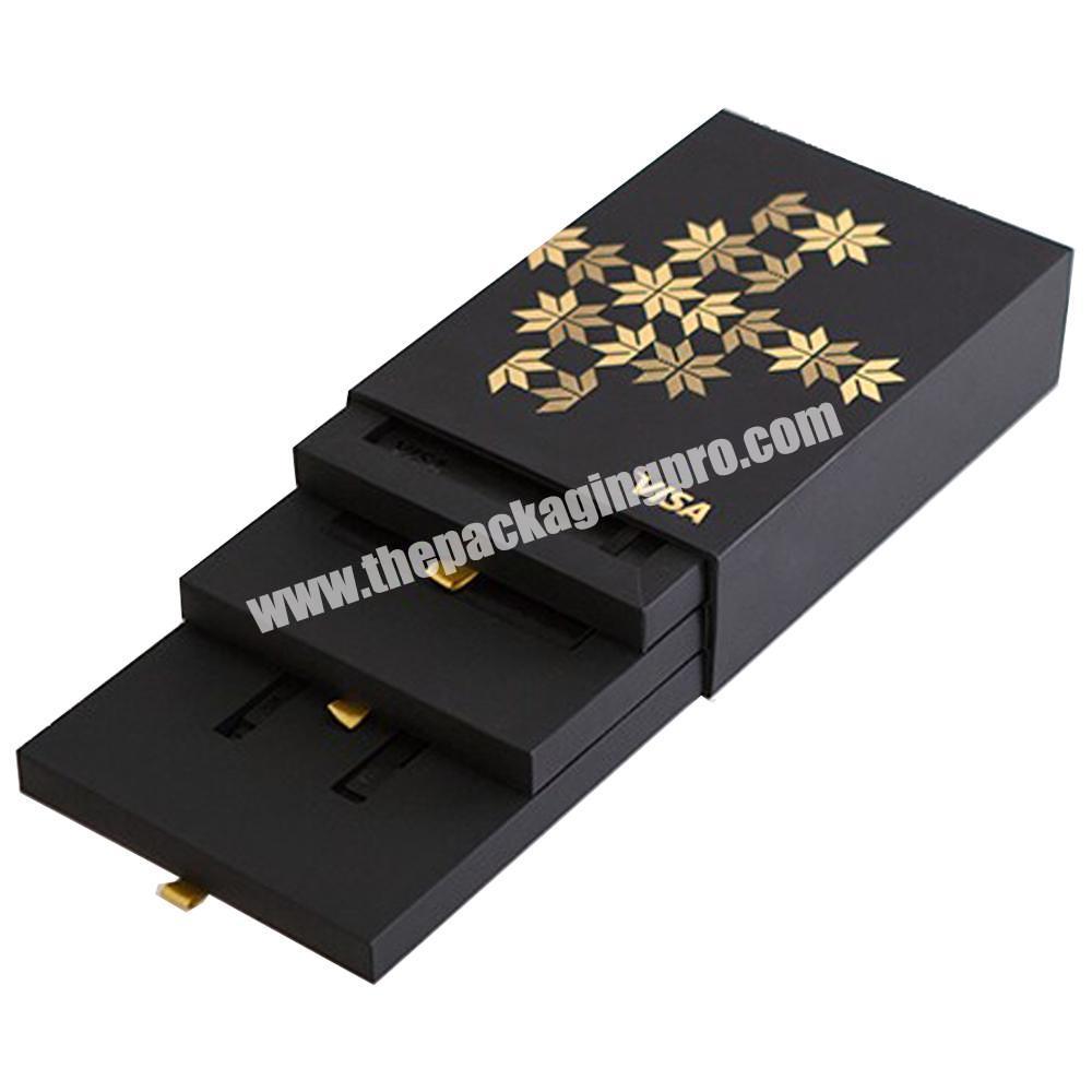 Small luxury black cardboard Box USB cable packaging box custom drawer gift box custom