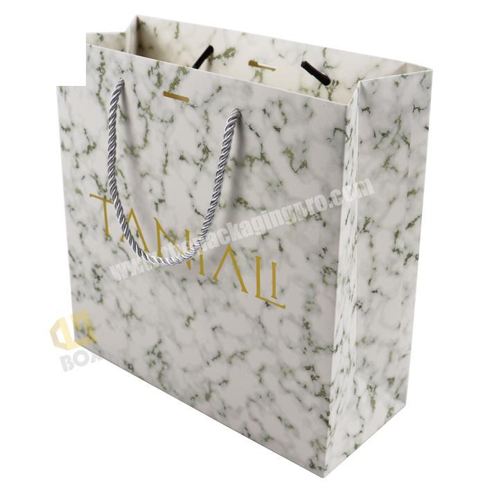 Small Personalised Cloth Gift Resealable Paper Bag In Marble  Design With Handle