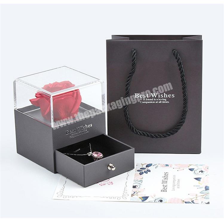Small Quantity Wholesale Plastic Rose Box acrylic box flower black flower box