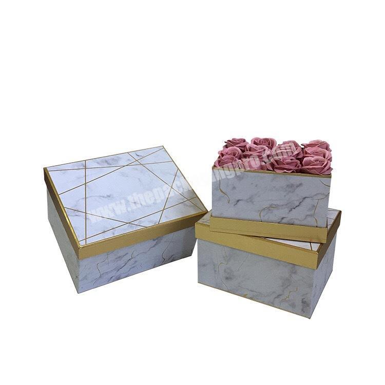 small white paper print marble flower box