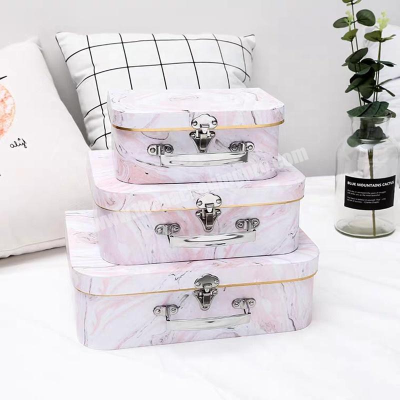 Small White Pink Kids Cardboard Suitcase Cardboard Suitcase Storage Box for Wholesale
