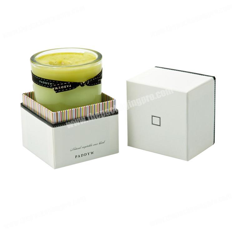 Soft Touch Paper Custom Made Deluxe Rigid Lift Off Cube Candle Jar Gift Box Packaging