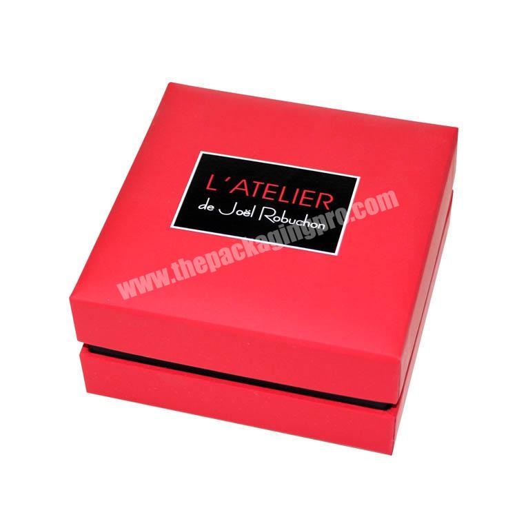 soft touch red box black hot stamping top and base rigid Gift paper box