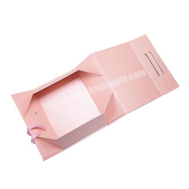Special design cardboard folding packaging boxes with ribbon handle