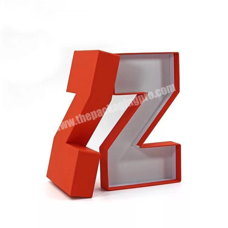 Special Letter Shaped Gift Boxes Reusable Custom Keepsake Box Red Paperboard Gift Box With Lid
