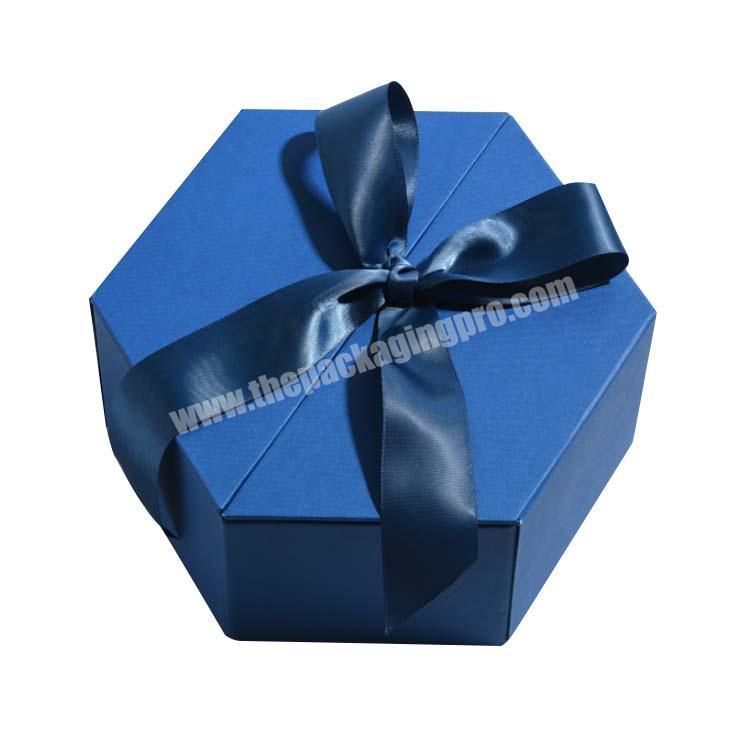 special polygon irregular shape display packaging box with Ribbon