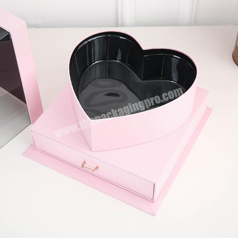 Sponge Boxes Heart Shape Tin Rigid Paper Packaging Invitation Fashion Cardboard For Card Small Jewelry Favors Gift Box Wedding