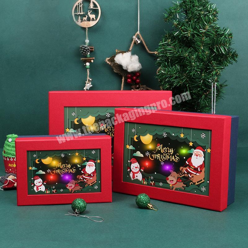 Spot Christmas gift box creative luminous large gift box Christmas Apple scarf packaging carton free handbag