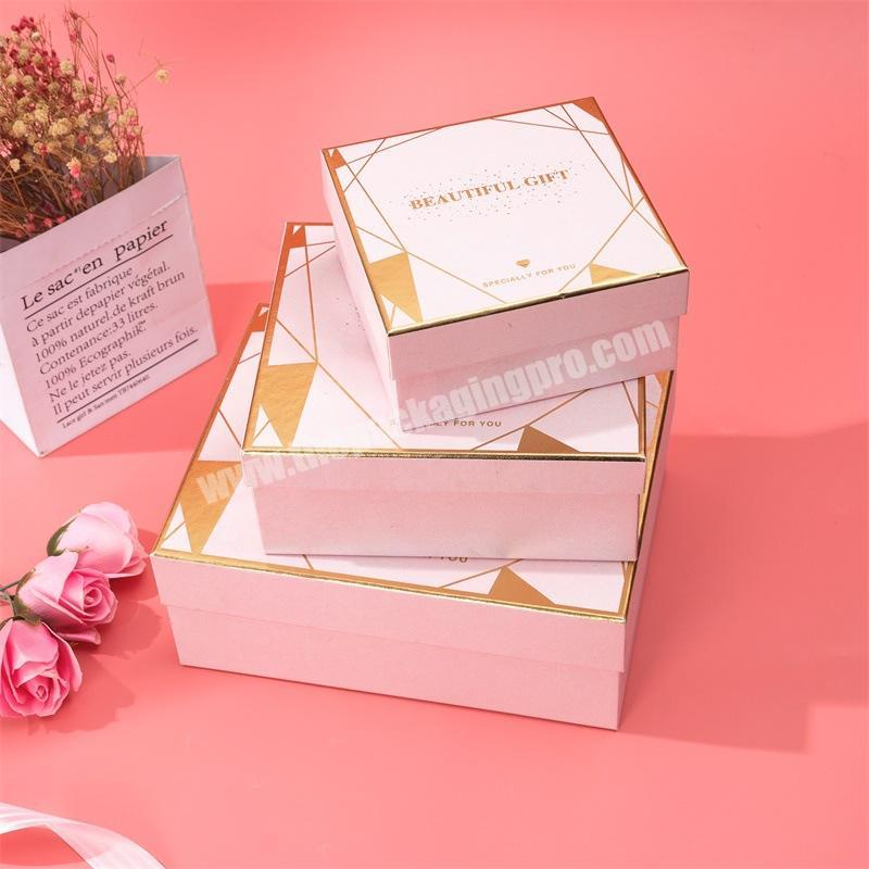 Spot wholesale gift box with hand lipstick cosmetics creative pink square gift box