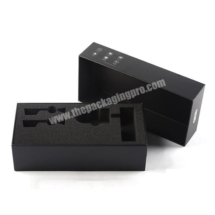 Square black paperboard eco paper gift box packaging with black sponge tray