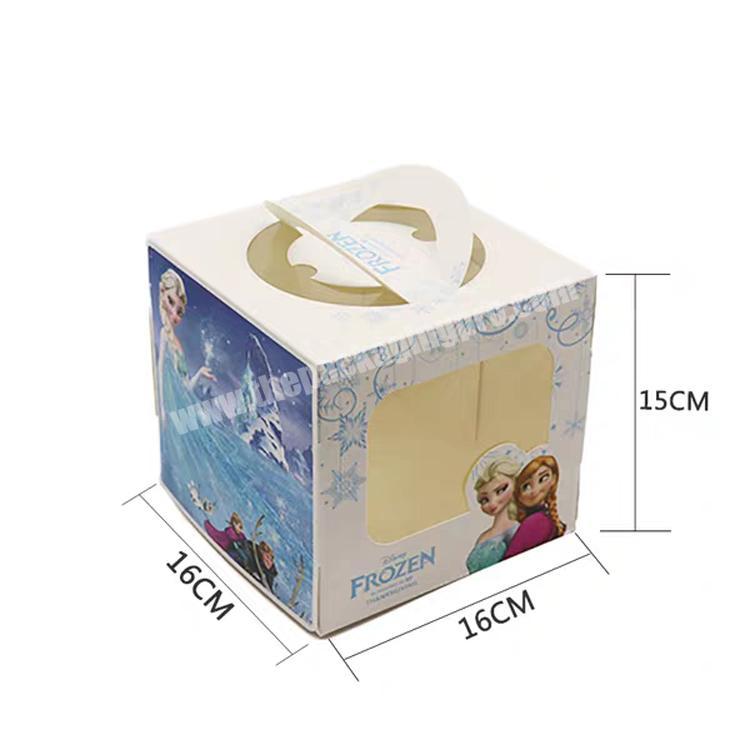Square cartoon images cake packaging box with window