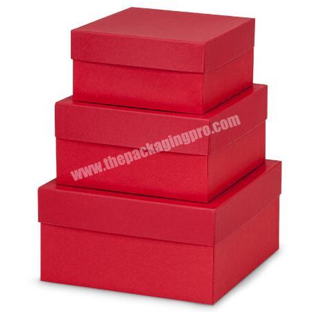 Square gift boxes red paper nested box set in gift box