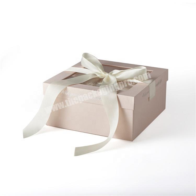Square Luxury Handmade Texture Paper Gift Box Flower Box With Ribbon And Window