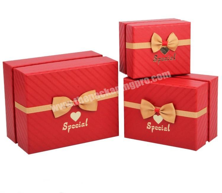 Square Shape Small Gift Box Bowknot Decoration Attractive Design Color Paper Box Gift Packing Paper Carton Box