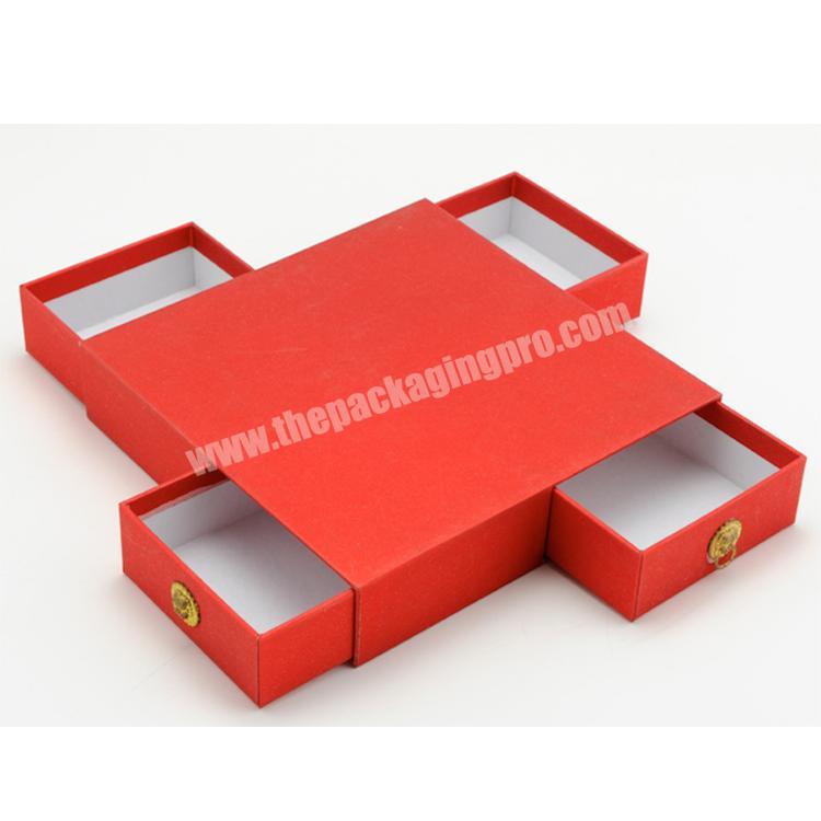 Square Shaped Modern Design Luxury Paper Gift Box Red Design Paper Box Manufacturer Custom Unusual Drawer Paper Box