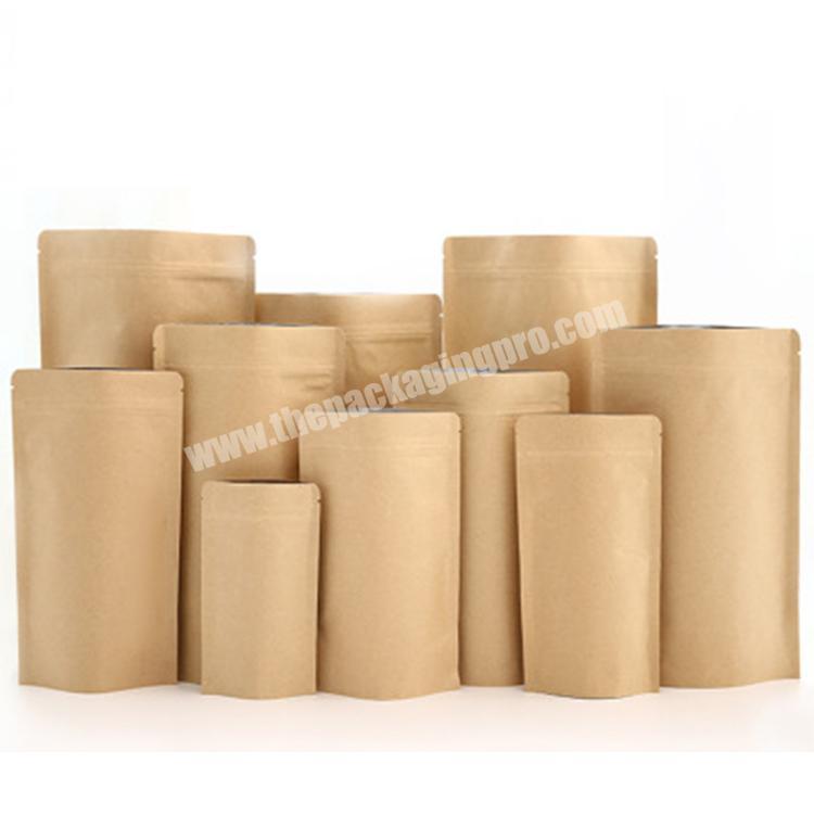 stand up pouch white kraft paper seal  bag food coffee aluminum bags for packing custom printed