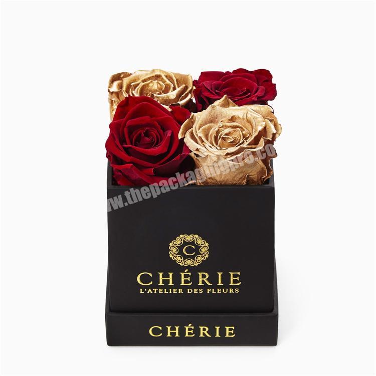 Standard Chocolate Rose Gold Square Medium Folding Gift  Box With Preserved Roses