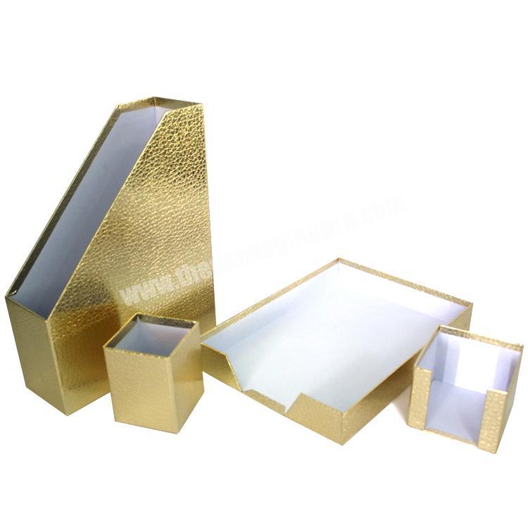 stationery cardboard luxury box Gold Paper Desk Accessories Set of 4