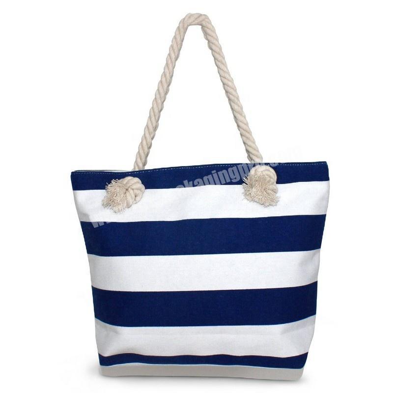 Wholesale Striped cotton rope portable shopping gift bag
