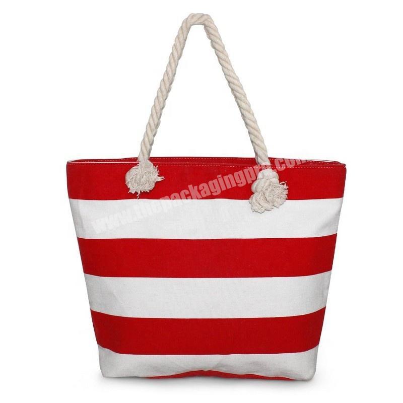Factory Striped cotton rope portable shopping gift bag