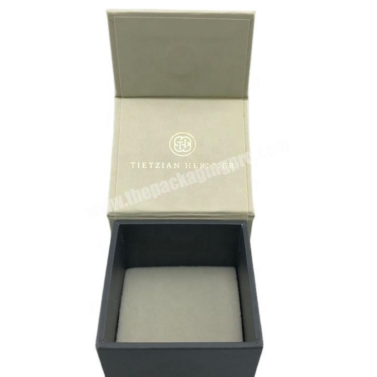 strong paper magnetic flip top matt surface embossing logo  jewelry bracelet box with velvet foam