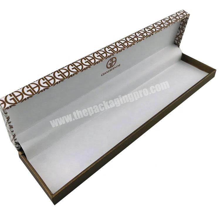 Strong plastic wrapped printed paper lined cloth long and narrow jewellery box for necklace