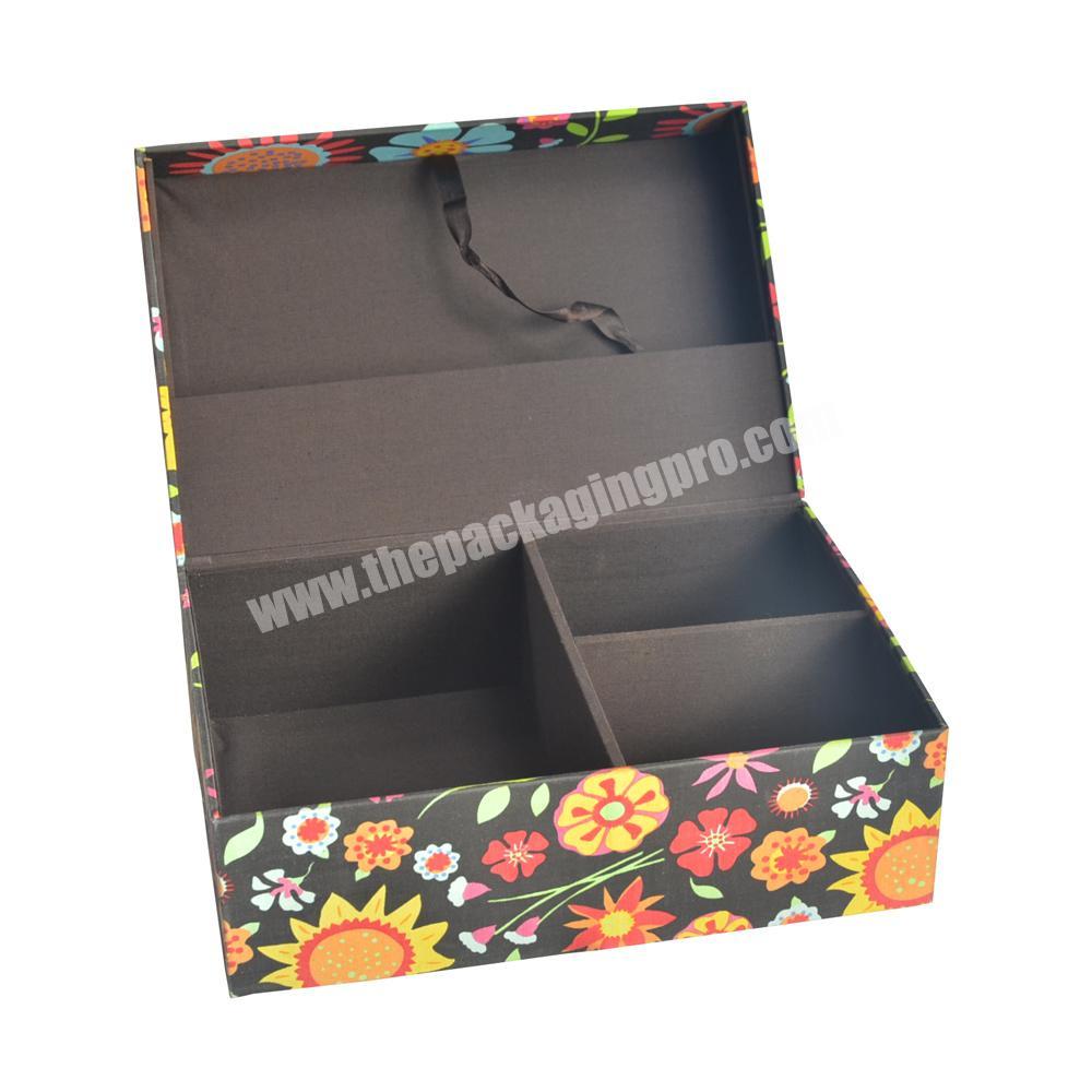 Sunflower Fabric Rigid Paper Gift Box Square Shape And Small Cell