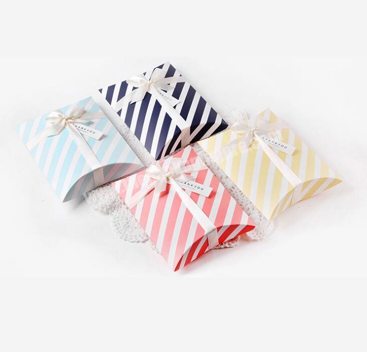 Super Quality Wholesale Small Size Folding Gift Packaging Candy Pillow Paper Box With Stock