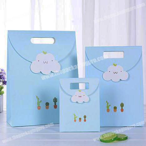 Supply small fresh multicapacity process pattern cloud series gift tote packaging paper bag