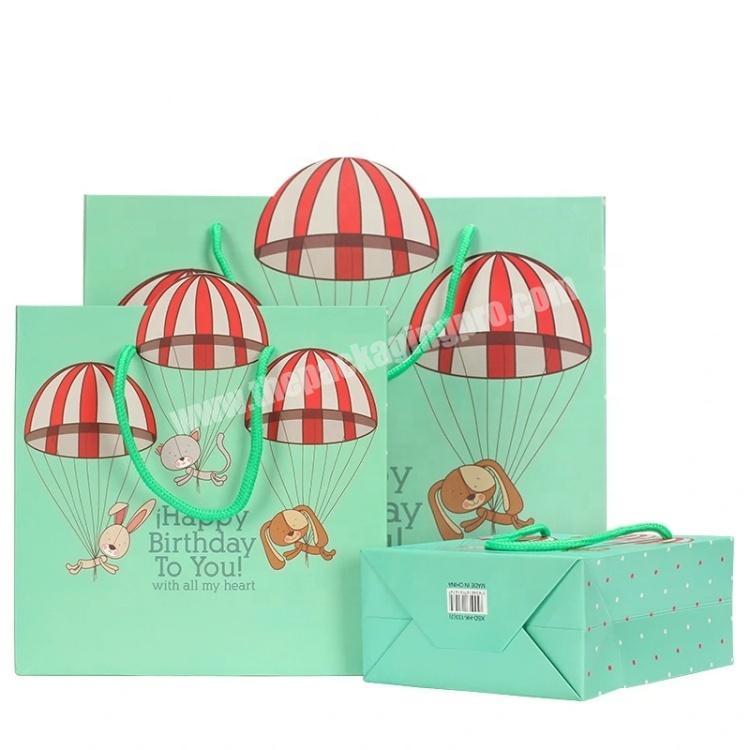 Sweet Cute Carton Design White Paperboard Kids Paper Bag Custom Printing