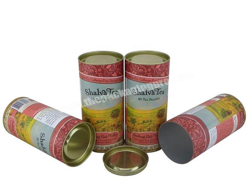 Tea Packaging Round Cans Tin Tube Gift Canister with Concave-convex Metal Top and Bottom Lid